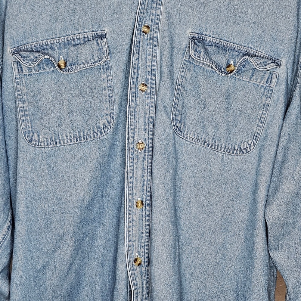 Rainforest Denim Safari Shirt Mens XL Vintage Utility Outdoor Cotton Button Down - Picture 2 of 8